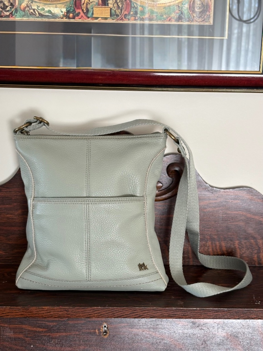 The Sak Lucia Leather Crossbody Bag in Aqua/Seafoam Green